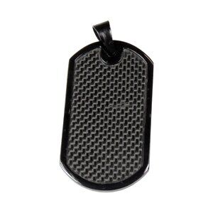 Inox Men's Matte Black Stainless Steel Textured Dog Tag Pendant